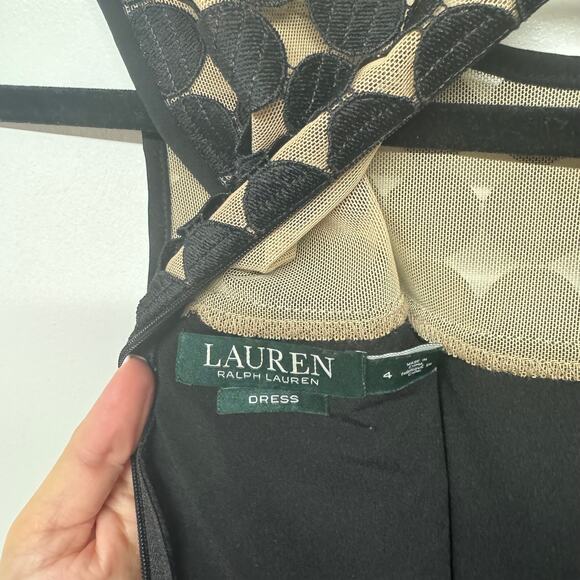Ralph Lauren LRL Black Melia Dot Lace Sheath Cocktail Dress Size 4 Small - Picture 5 of 8